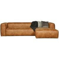 Ecksofa Bean Cognac S: 305x175cm - Cognac/Schwarz, Design, Leder/Textil (305/175cm) - Livetastic