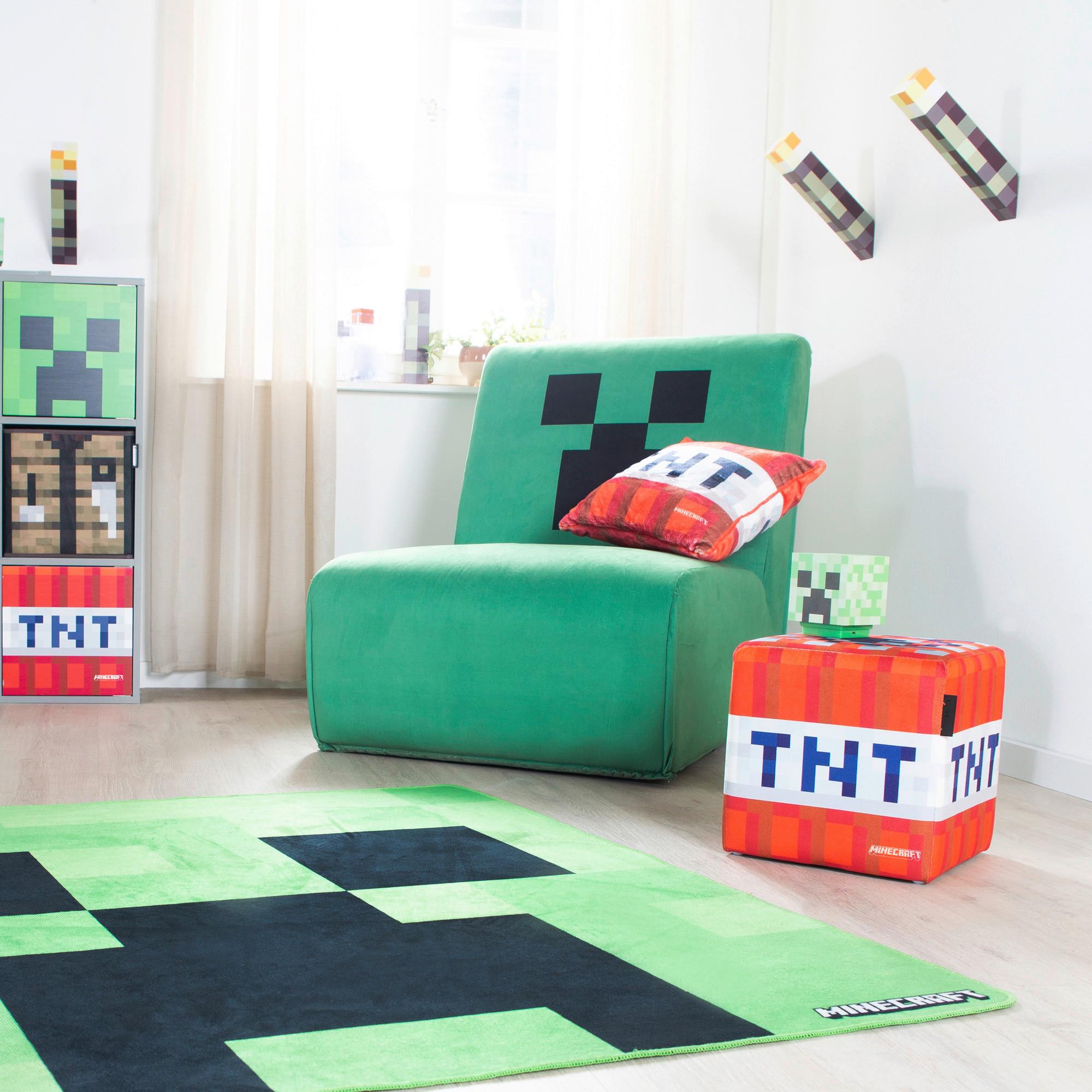Polstersessel Minecraft Stoffbezug Samt Grün - Grün, MODERN, Textil (66/80/94cm) - Minecraft