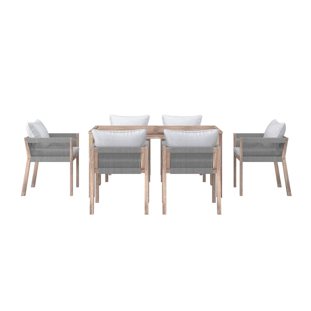 SÚPRAVA ZÁHRADNÉHO NÁBYTKU ALDINA - farba akácie/sivá, Modern, drevo/textil - Bessagi Garden