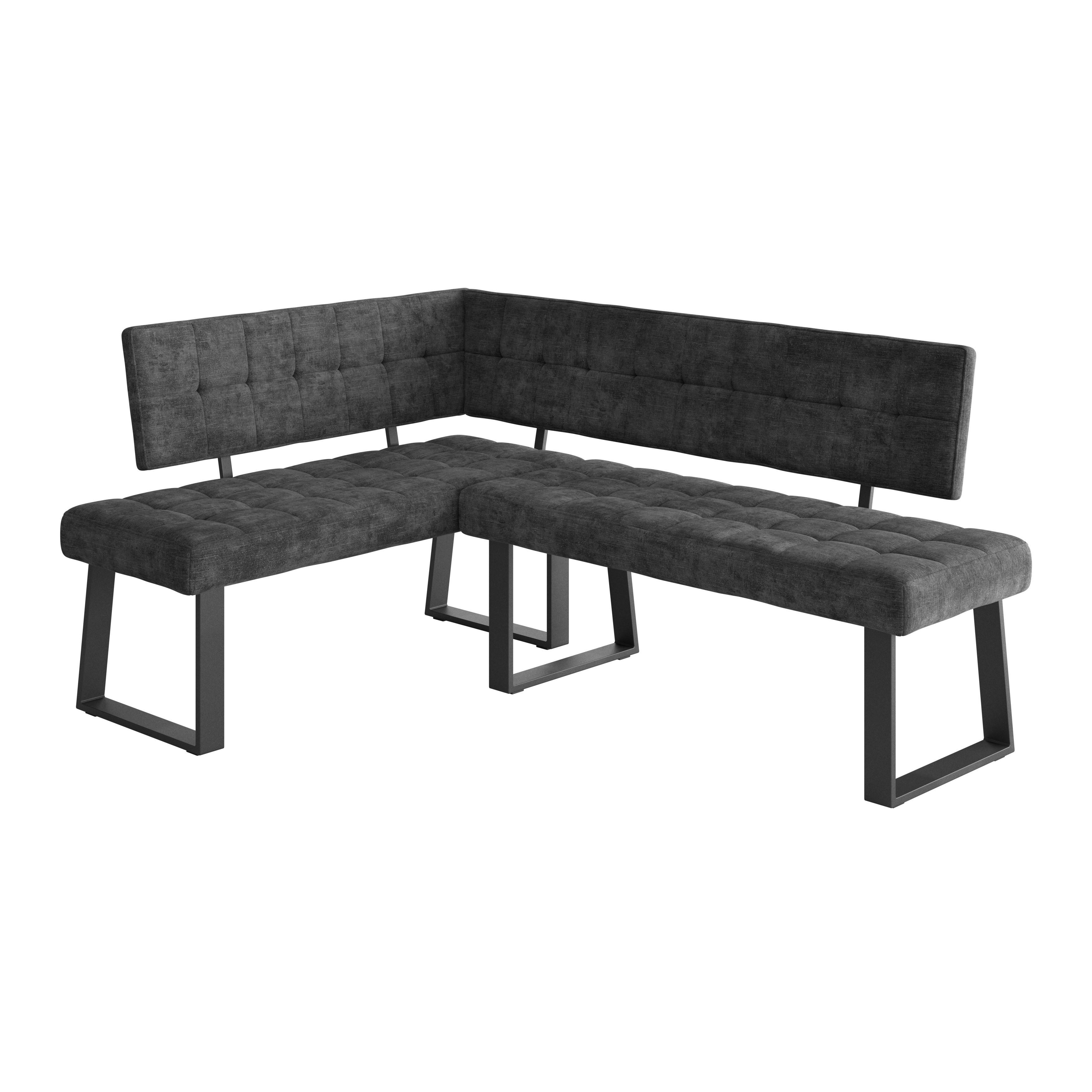 Eckbank Dunkelgrau Polyester Laslo 134x185 Cm - Dunkelgrau/Schwarz, MODERN, Textil/Metall (134/185cm) - MID.YOU