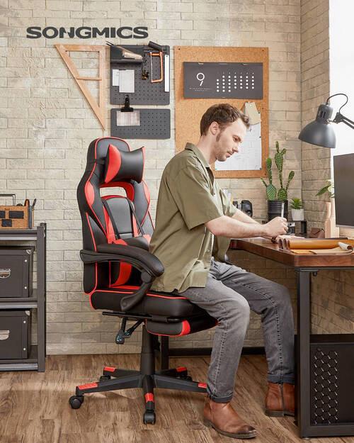 Gaming Stuhl inkl. Armlehnen Lederlook, Rot/Schwarz - Rot/Schwarz, Basics, Textil (67/126/66cm) - Boxxx