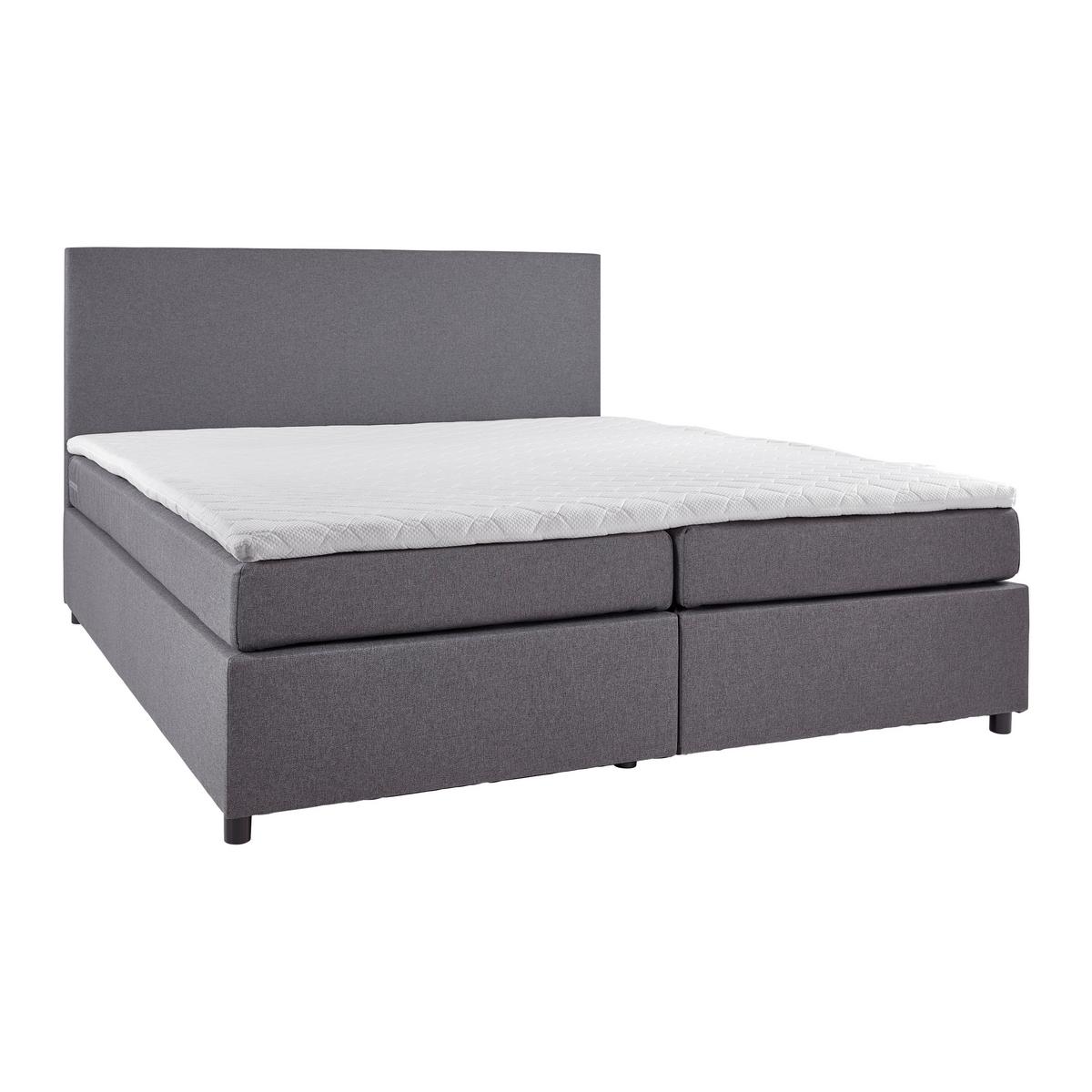 Boxspring posteľ MELIA, 180x200, sivá - čierna/sivá, Modern, drevo/kompozitné drevo (180/200cm)