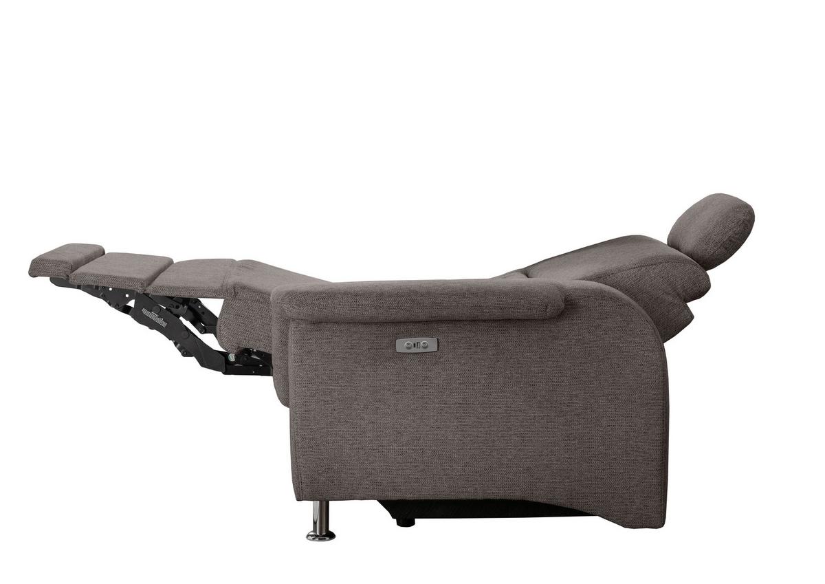 Ecksofa mit Relaxfunktion Parole Graubraun Chenille - Chromfarben/Graubraun, KONVENTIONELL, Textil (165/292cm) - Livetastic