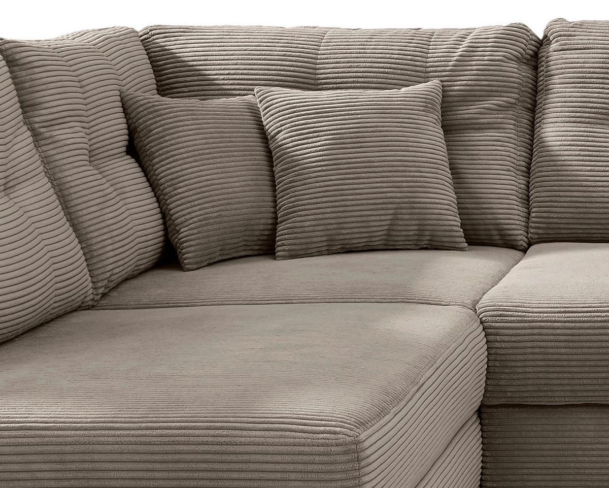 Wohnlandschaft Brizzini mit Schlaffunktion, Graubraun - Graubraun/Naturfarben, MODERN, Textil (206/338-352/176cm) - Livetastic