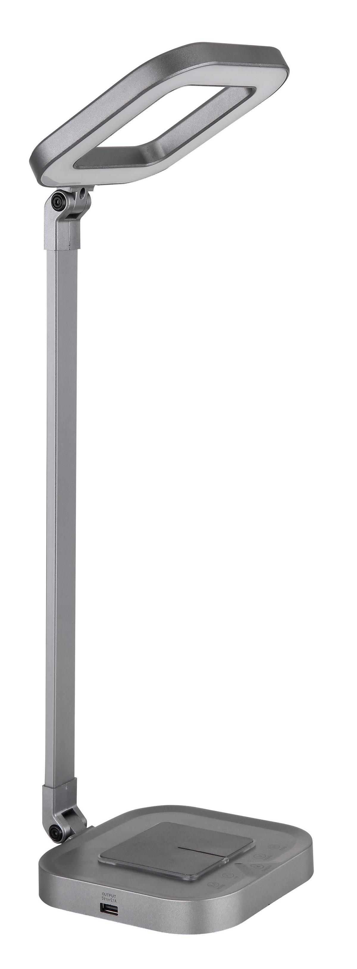 LED-Schreibtischleuchte Monaco - Weiß/Grau, Basics, Kunststoff/Metall (14,5/14,5/43cm) - Globo