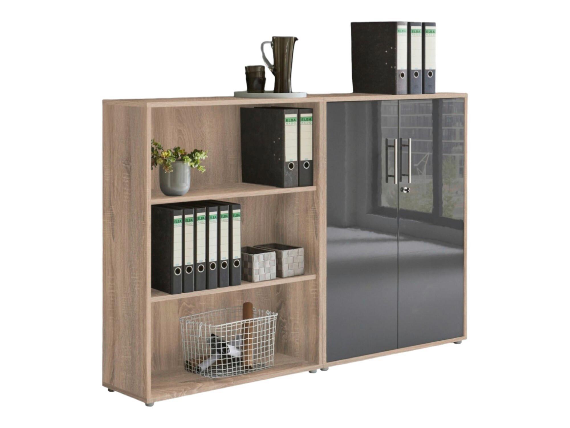 Office Edition B: 168,8 cm Sonoma Eiche/Anthrazit - Anthrazit Hochglanz/Sonoma Eiche, MODERN, Holzwerkstoff (168,8/113,6/33cm) - MID.YOU