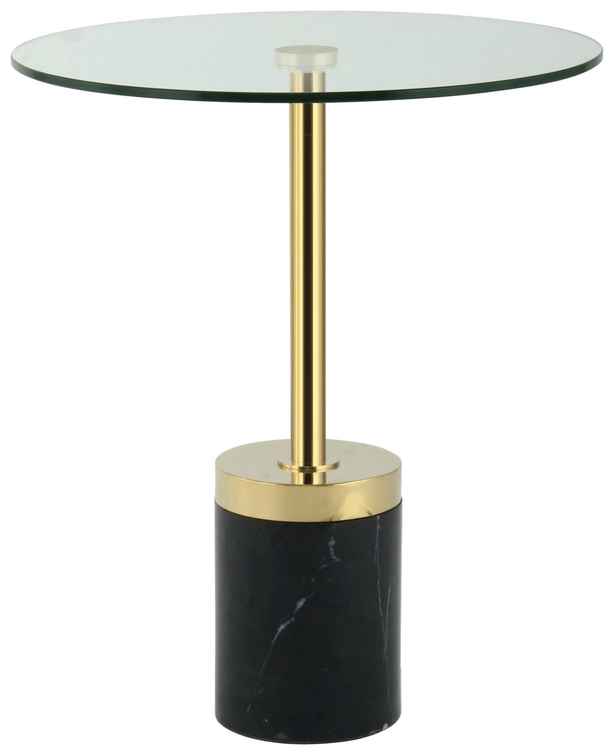 Beistelltisch Lana 125 Goldfarben/schwarz B: 53 Cm - Goldfarben/Schwarz, Design, Glas/Stein (46/46/53cm) - Kayoom