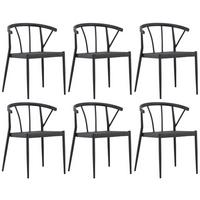 Gartensessel-Set 6-Tlg. Stina Metall/Kunststoff - Schwarz, KONVENTIONELL, Kunststoff/Metall (47/79,5/49cm) - Gardenson