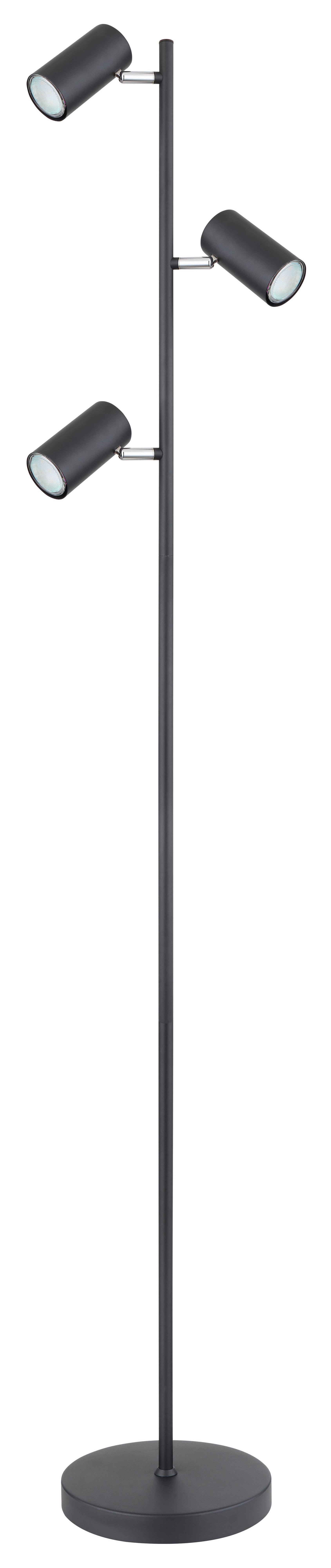 Stehlampe Schwarz Matt mit verstellbare Spots - Schwarz, Design, Metall (25/23/154cm) - Globo