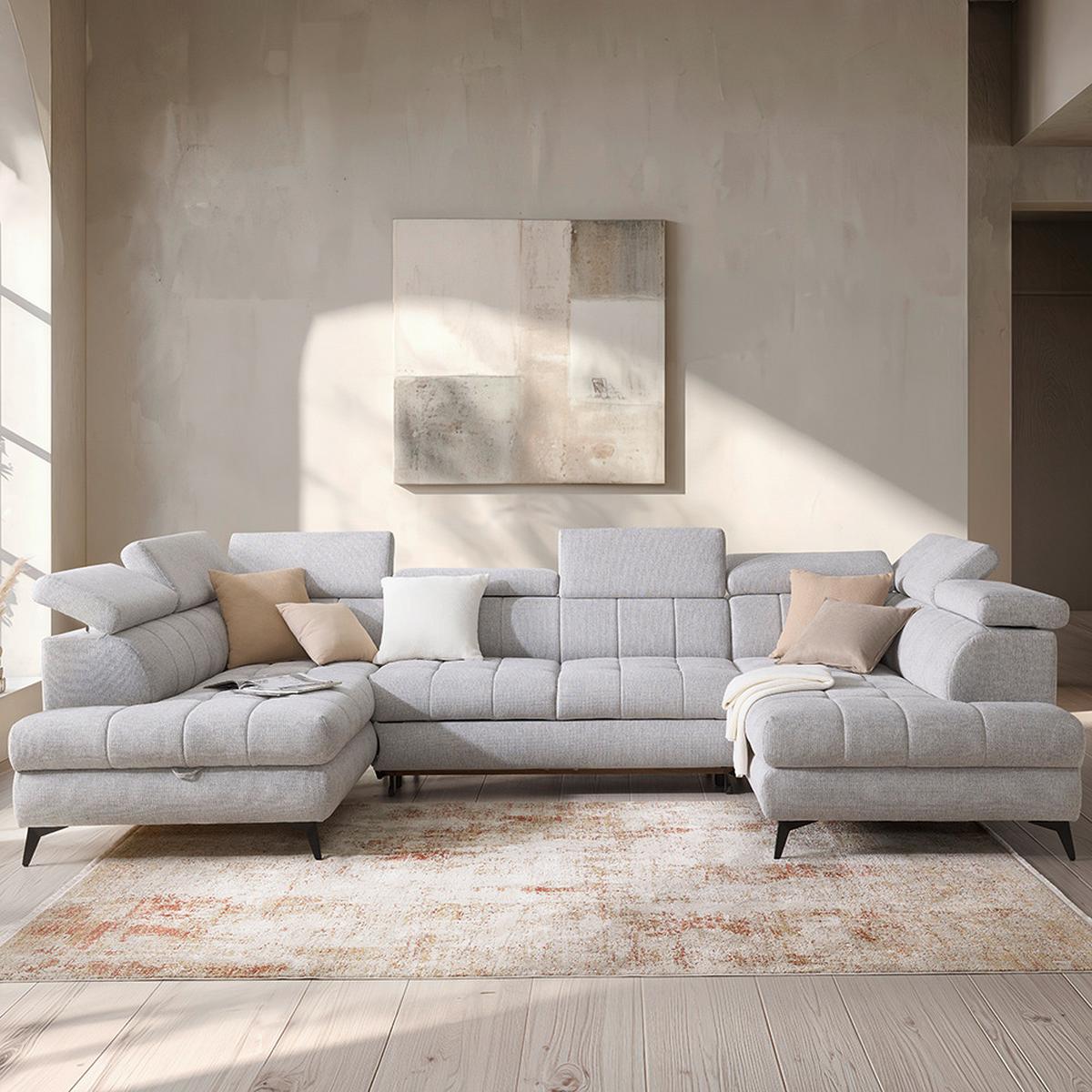 Sedací souprava LOOK, levá, stříbrná - barvy stříbra/černá, Moderní, kov/dřevo (195/82-100/343cm) - Mömax