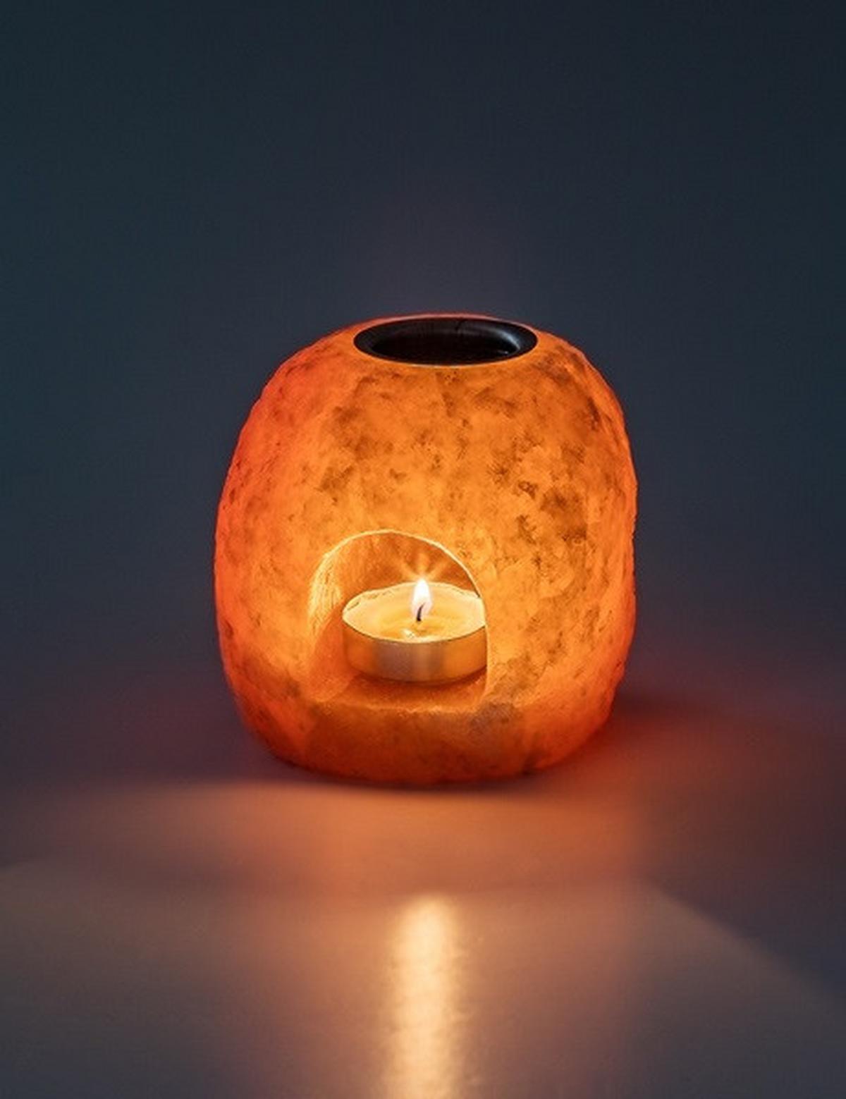 Sólámpa Saltor - narancs, Basics, kő/fém (11cm)