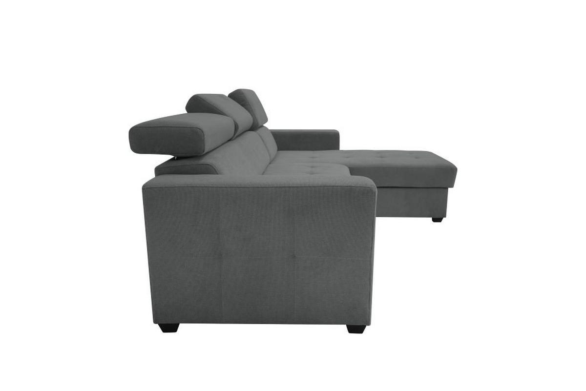 Rohová sedačka MARCO, obojstranná, tmavosivý velúr - čierna/tmavosivá, Konventionell, kov/drevo (238/78-94/170cm)