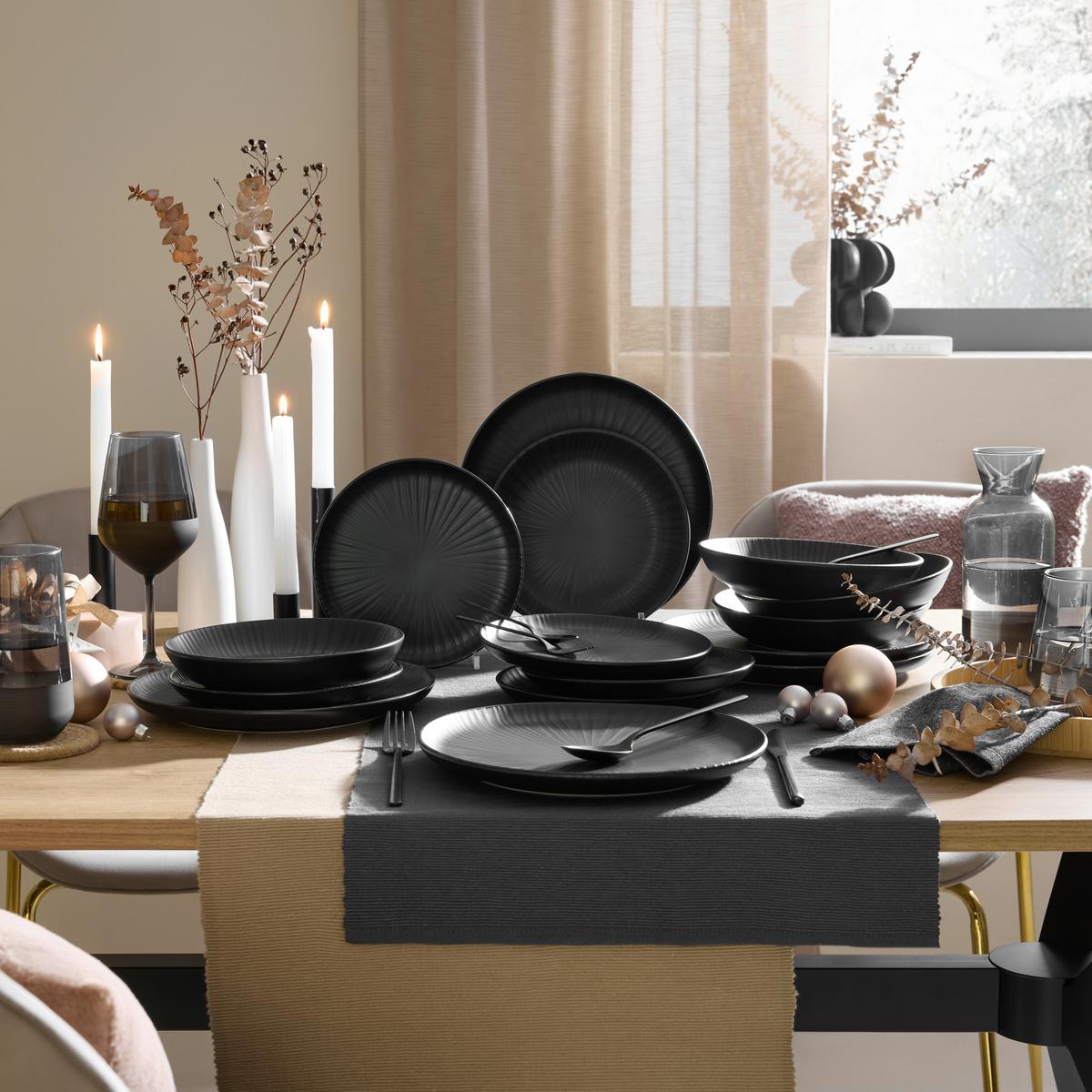 Jídelní souprava 12-dílná - černá, Moderní, keramika - Mömax