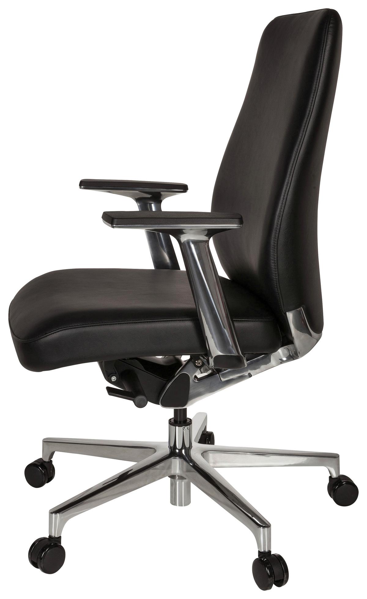 Chefsessel Vermont Schwarz Bis 120 Kg - Silberfarben/Schwarz, Basics, Leder/Kunststoff (67/110/60cm) - MID.YOU