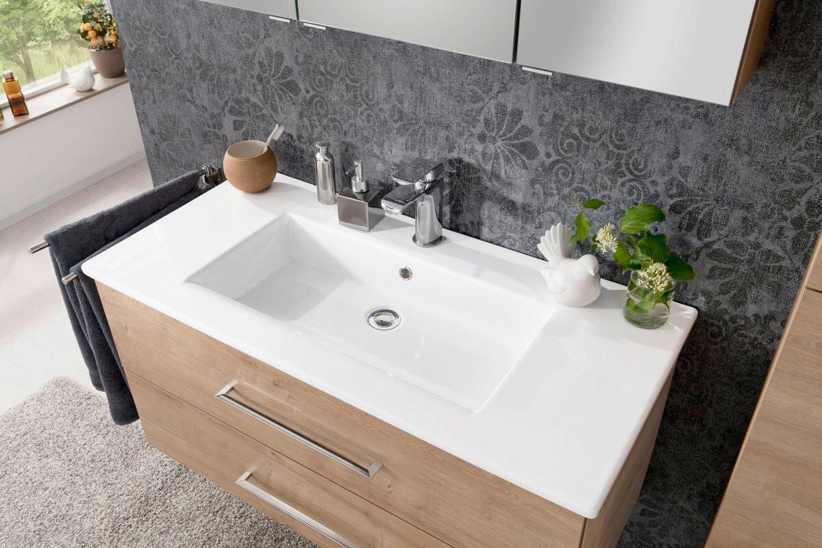 Badezimmer B.Perfekt Eichefarben 3-Teilig - Eichefarben/Weiß, Basics, Glas/Keramik (102cm) - MID.YOU
