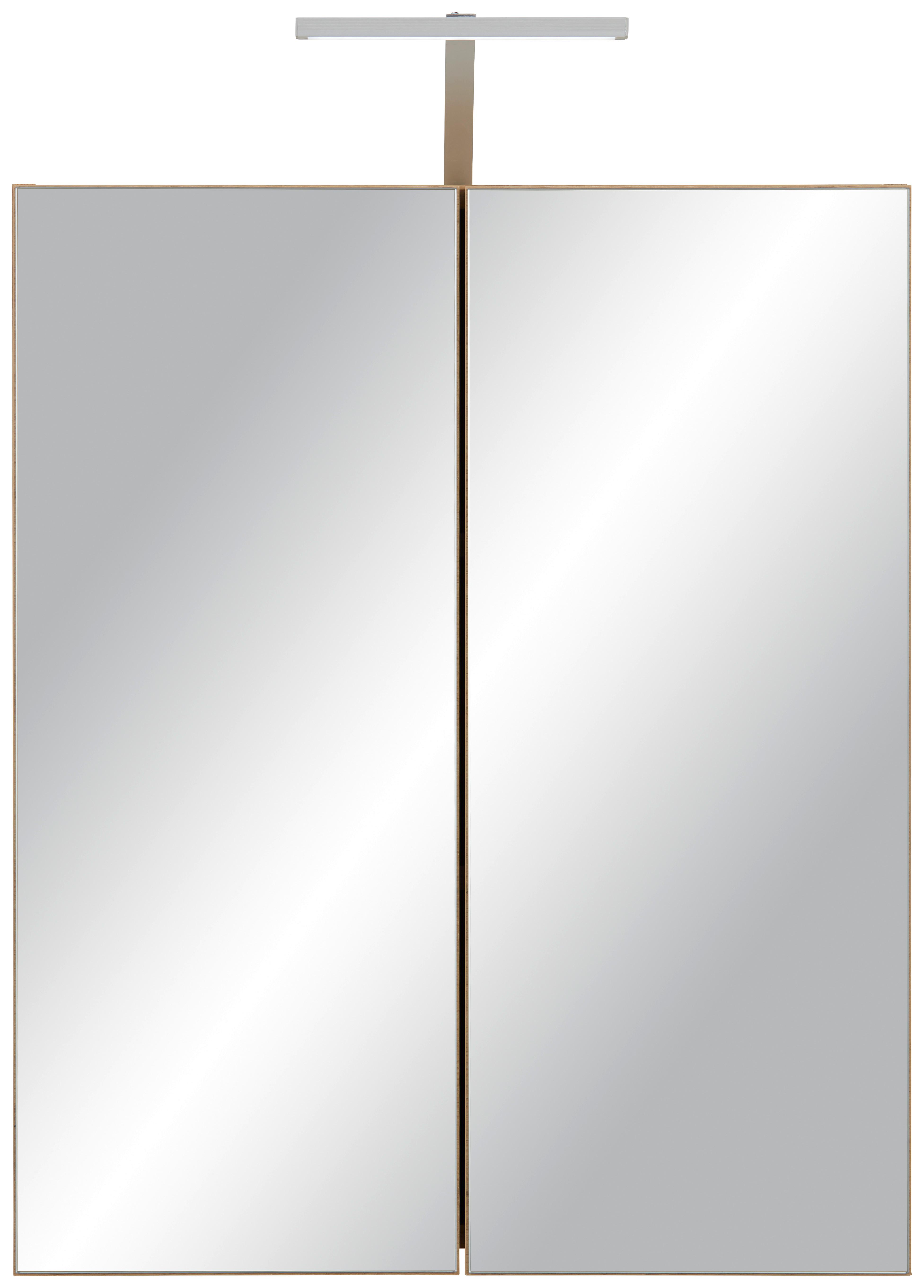 Tükrös Szekrény Calvi - tölgyfa színű, Modern, faalapú anyag/Üveg (60/73/17,5cm) - Mömax