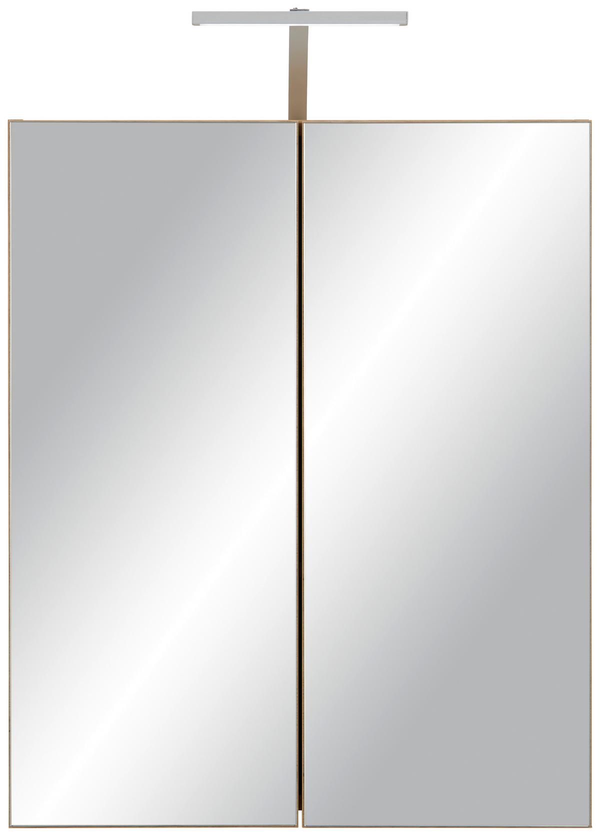 Tükrös Szekrény Calvi - tölgyfa színű, Modern, faalapú anyag/Üveg (60/73/17,5cm) - Mömax