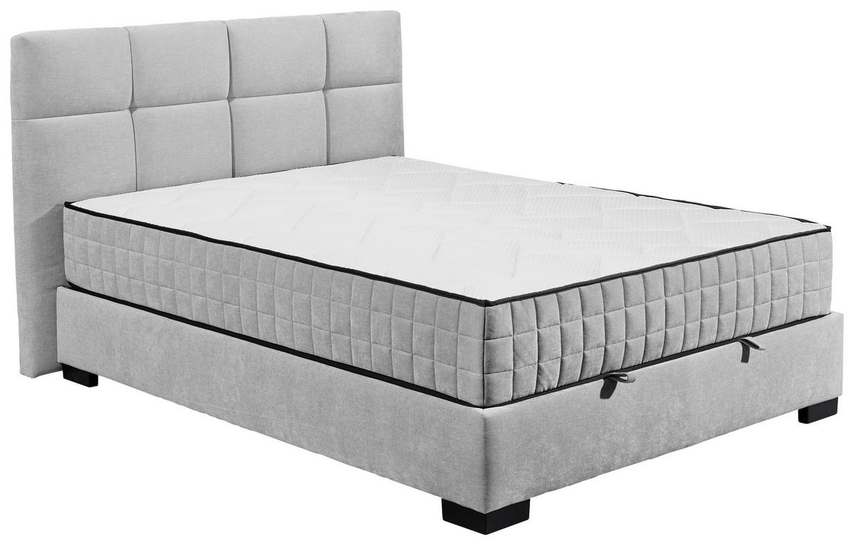 Boxbett Nagol A - Hellgrau/Schwarz, MODERN, Holzwerkstoff/Textil (120/200cm) - MID.YOU
