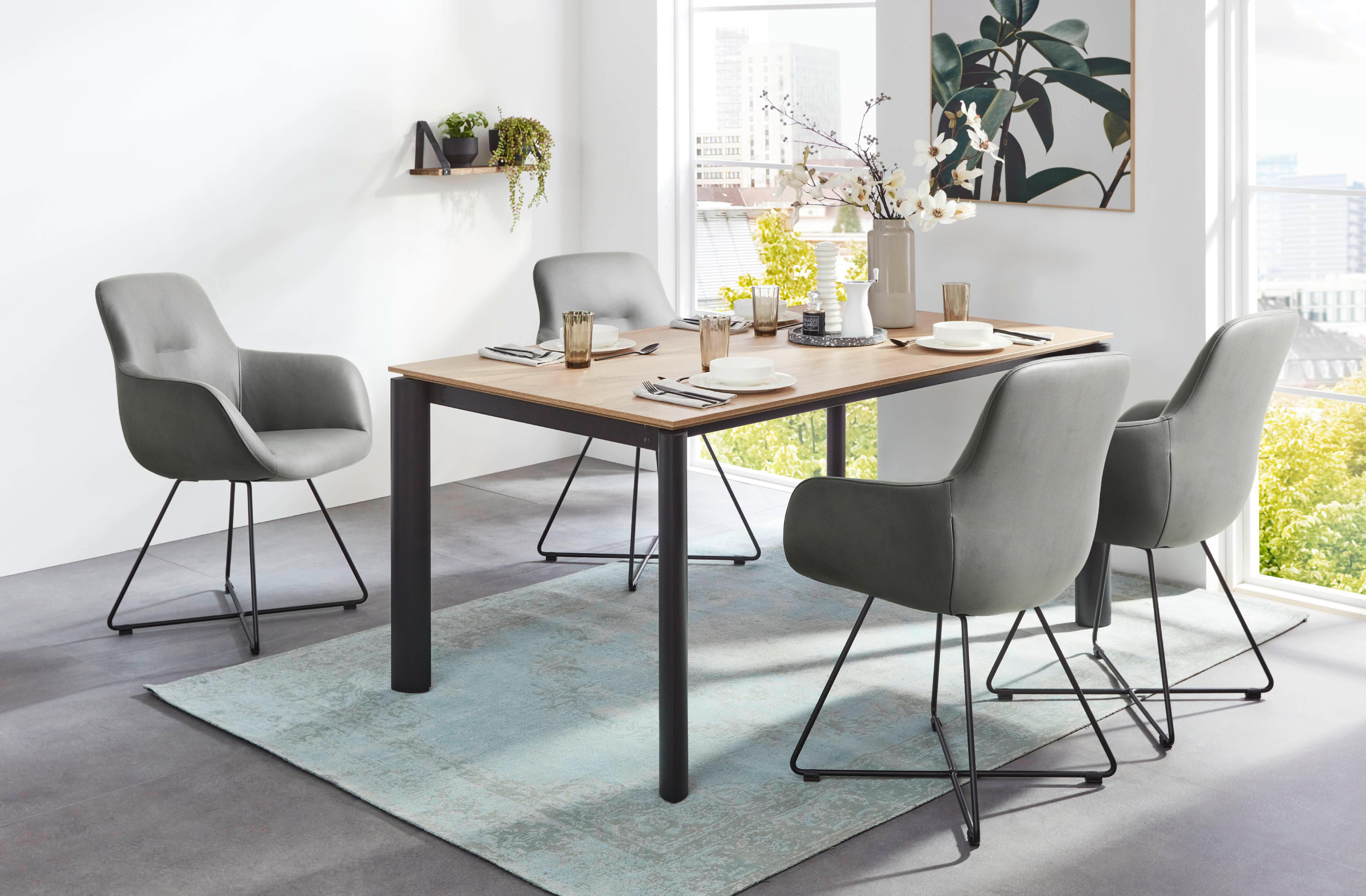 STOLIČKA S PODRÚČKAMI CROSS-CHA - čierna/svetlosivá, Basics, kov/textil (62/89/61cm) - Celina Home