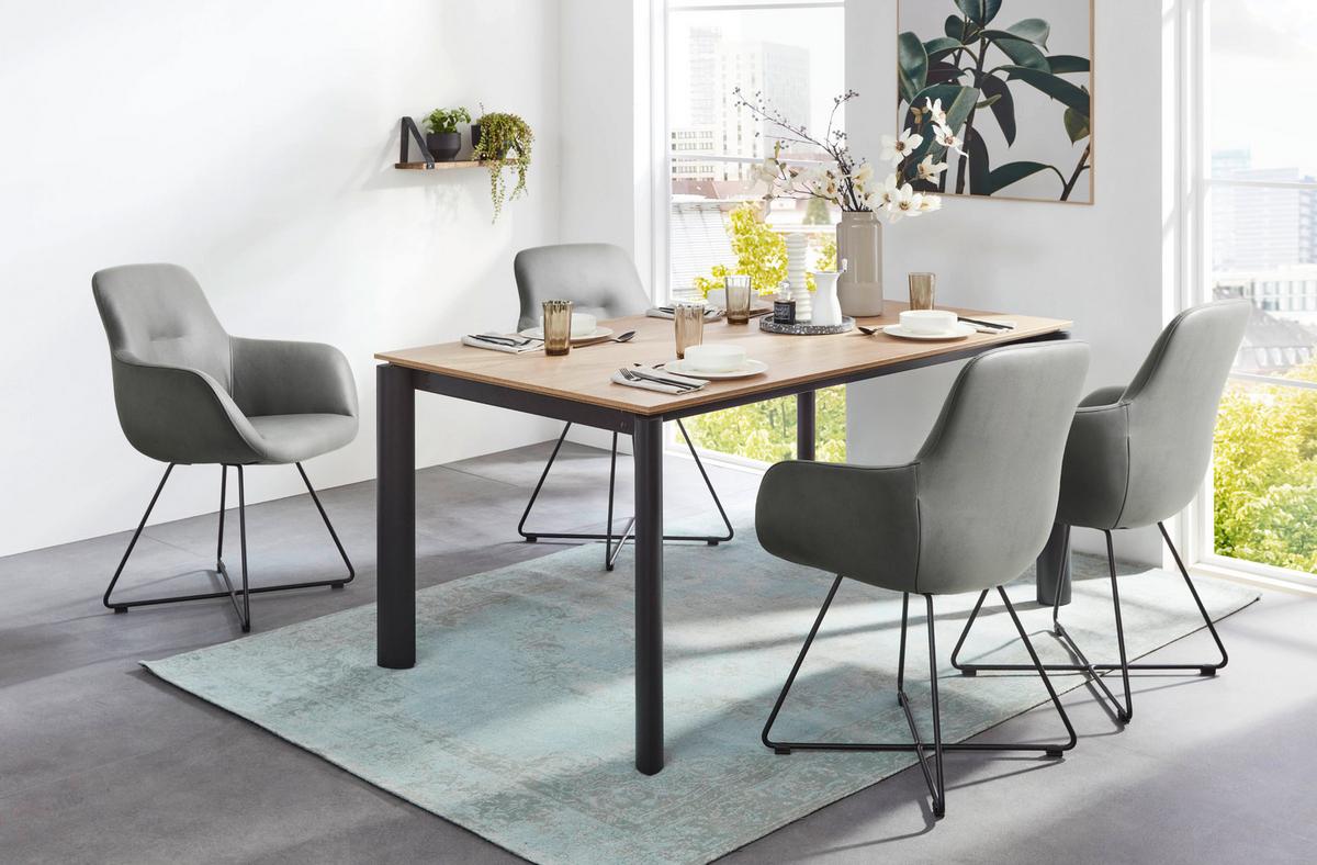 STOLIČKA S PODRÚČKAMI CROSS-CHA - čierna/svetlosivá, Basics, kov/textil (62/89/61cm) - Celina Home