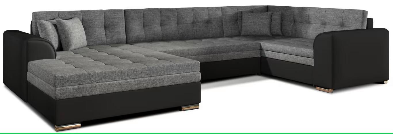Wohnlandschaft Damario Grau, Schwarz U:189x338x189cm - Chromfarben/Schwarz, Design, Textil (189/338/189cm) - MID.YOU