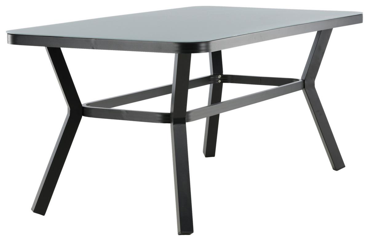 Gartentisch Virya - Schwarz/Grau, KONVENTIONELL, Glas/Metall (160/90/74cm) - Gardenson