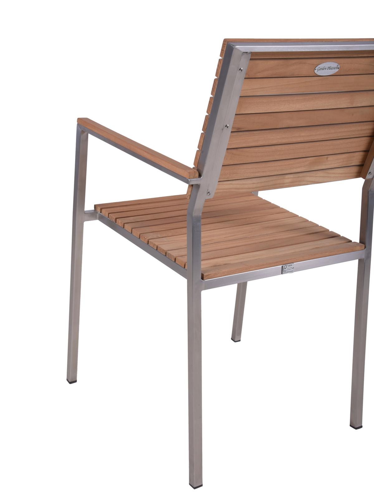 Gartentischgruppe Denver - Silberfarben/Braun, Basics, Holz/Metall - Gardenson