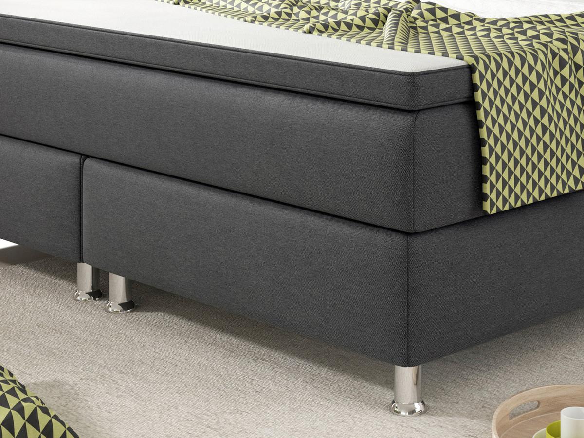 Boxspringbett mit Topper 180x200 Köln - Anthrazit/Silberfarben, KONVENTIONELL, Textil (180/115/210cm) - MID.YOU