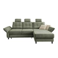 Ecksofa Brizzini Dunkelgrün S: 250-280x176 Cm - Dunkelgrün/Beige, MODERN, Textil (250-280/176cm) - Livetastic