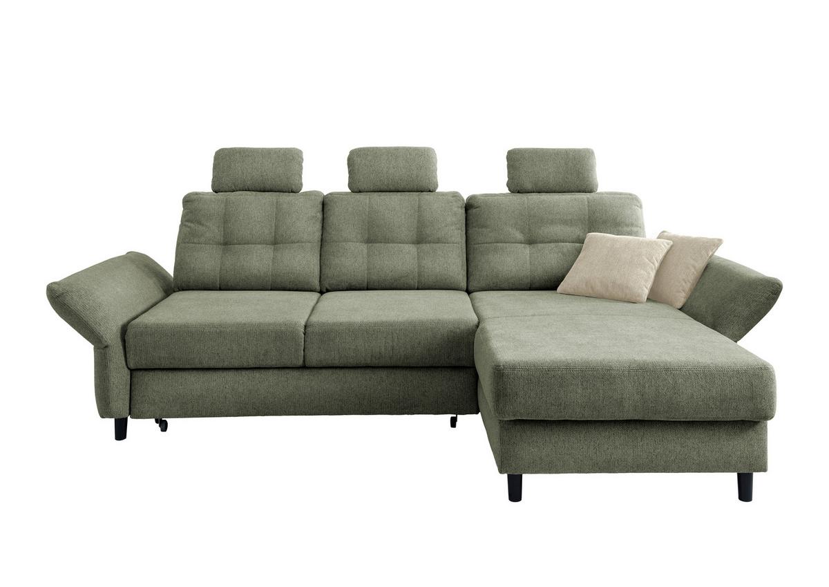 Ecksofa Brizzini Dunkelgrün S: 250-280x176 Cm - Dunkelgrün/Beige, MODERN, Textil (250-280/176cm) - Livetastic