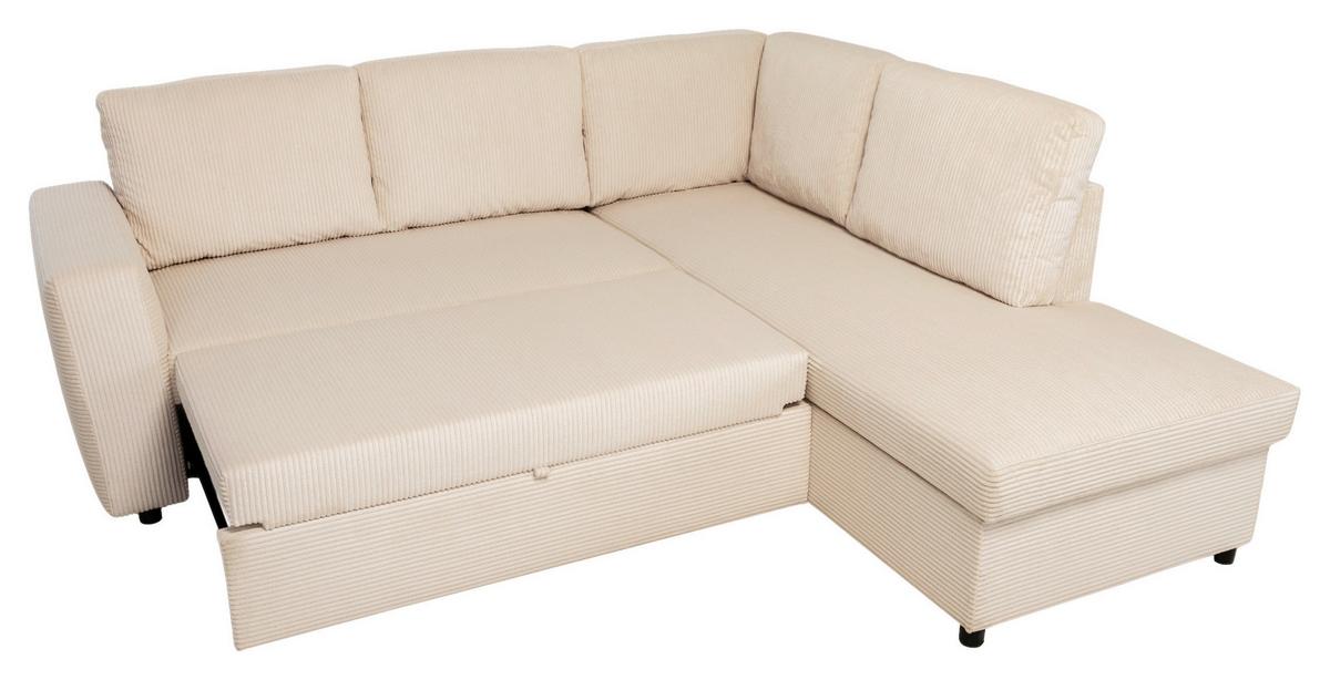 Ecksofa mit Schlaffunktion Toullouse perlmutt, 224x206cm - Perlmutt/Schwarz, Trend, Holz/Holzwerkstoff (224/206cm)