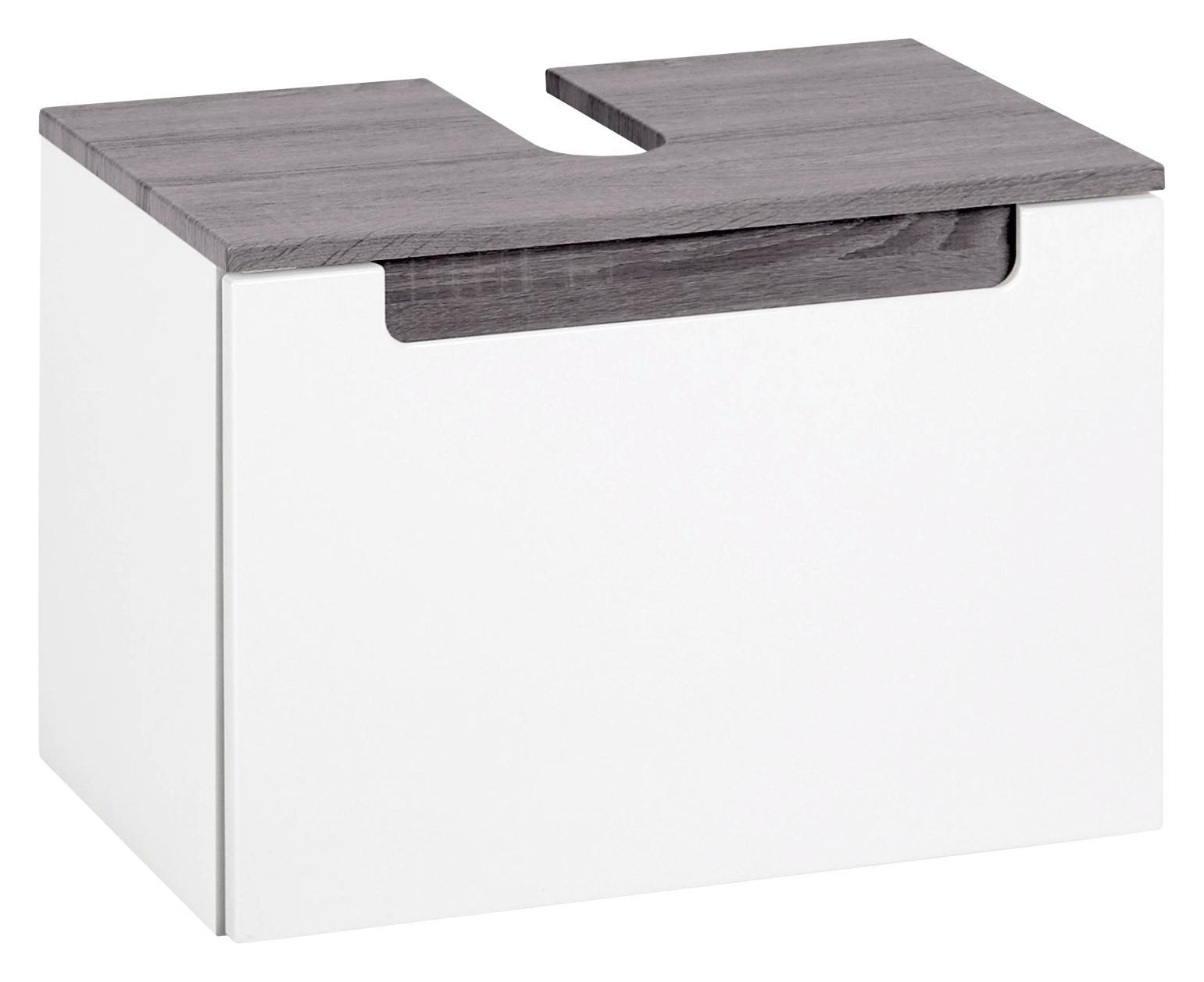 Waschbeckenunterschrank Siena B. 60 cm Silbereiche/Weiß - Weiß/Silbereichenfarben, MODERN, Holzwerkstoff (60/40/35cm) - Held