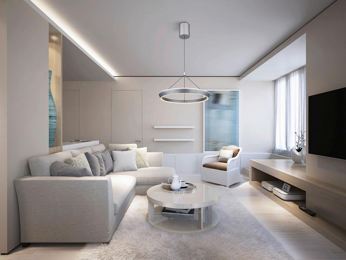LED-Hängeleuchte 67316 - Titanfarben/Opal, Design, Kunststoff/Metall (50/200cm) - Globo
