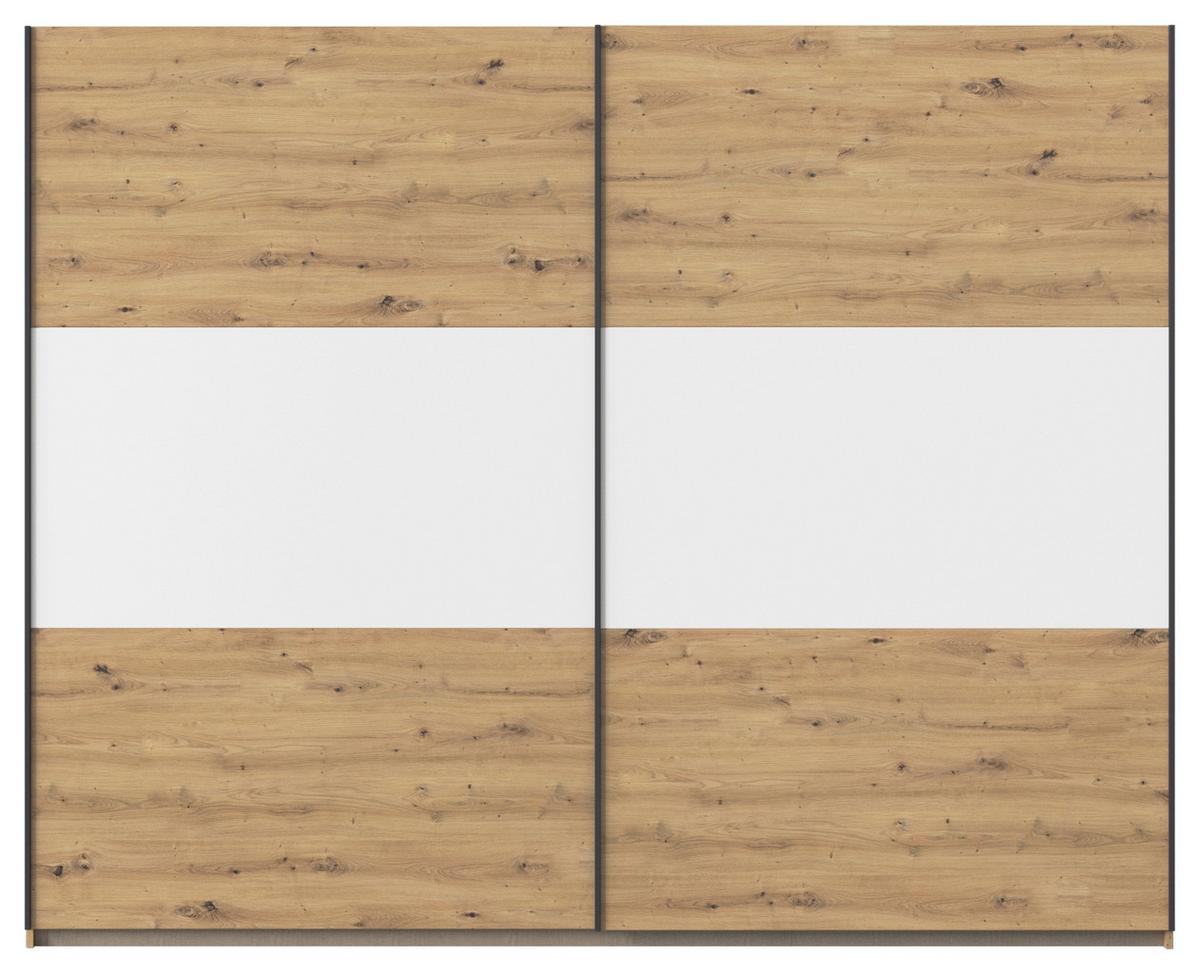 Schwebetürenschrank Neo Weiß Eiche Artisan Dekor - Alufarben/Weiß, MODERN, Holzwerkstoff (261/210/59cm) - Rauch Möbel