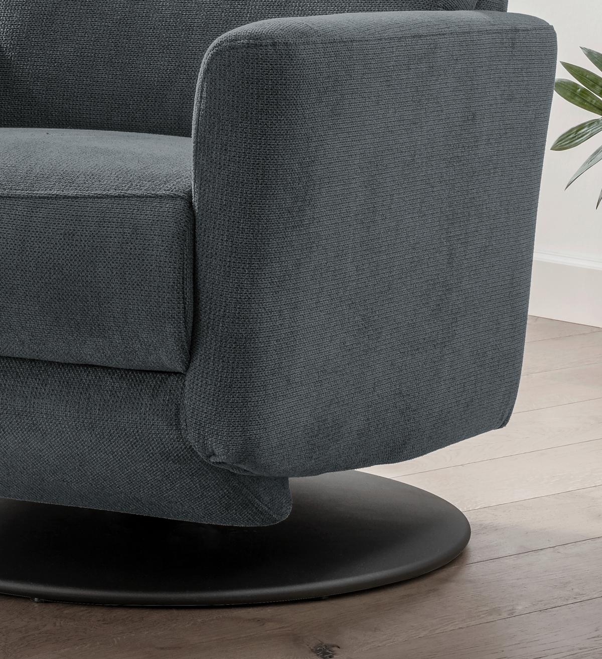 Relaxsessel Centrale T: 87 cm, Anthrazit - Anthrazit/Schwarz, MODERN, Textil (77/105/87cm) - Livetastic
