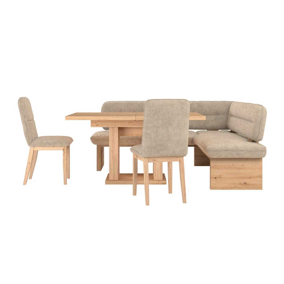 Eckbank Beluna Ii Webstoff Beige, B: 212cm - Eichefarben/Beige, KONVENTIONELL, Holz/Textil (212/170cm) - James Wood