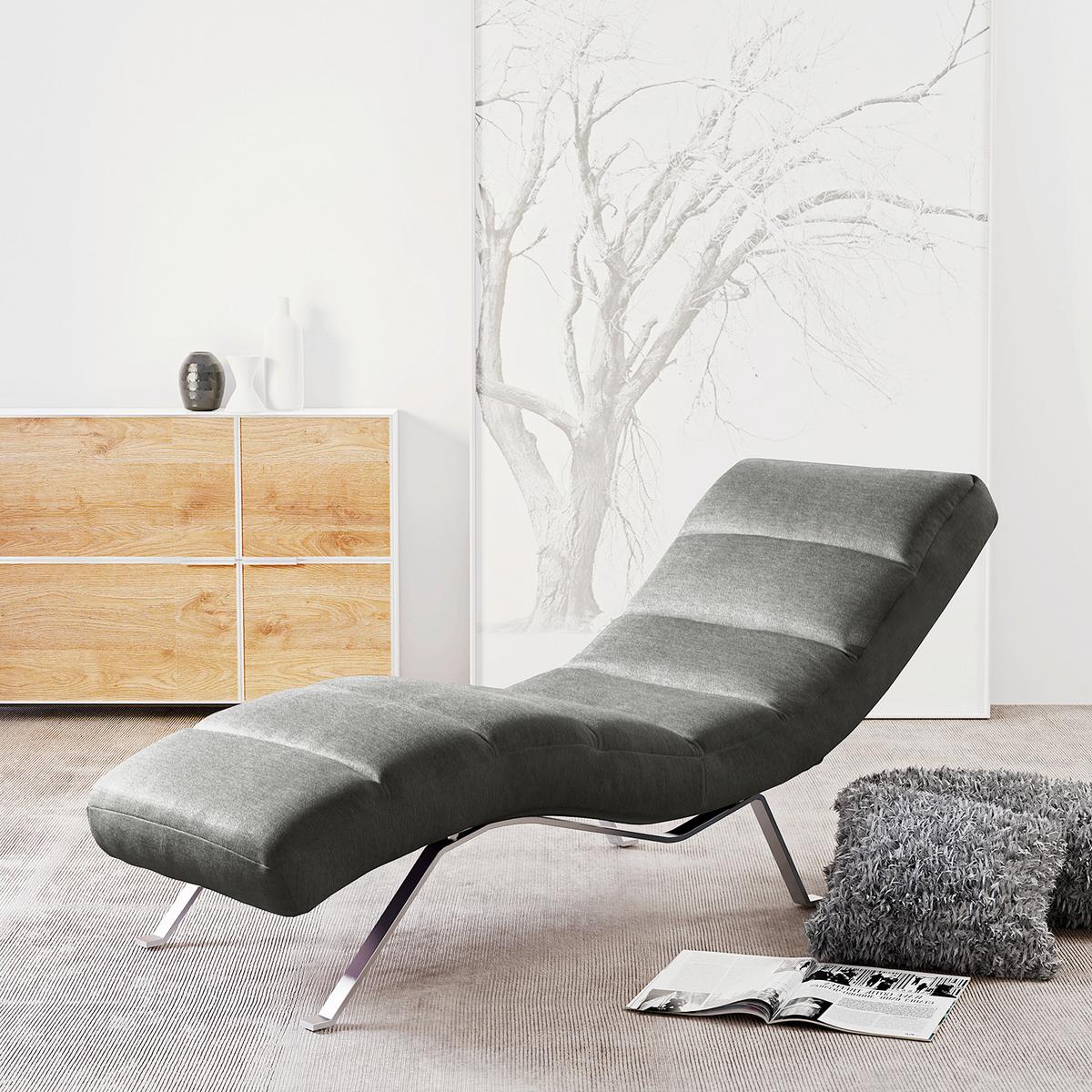 Relaxliege Swing Silver Grau B: 65 cm - Silberfarben/Grau, Design, Textil (65/65/171cm) - Livetastic