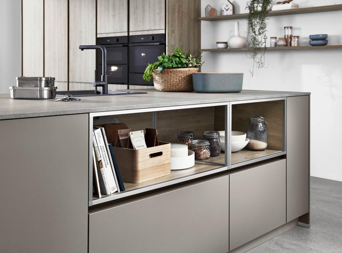 Einbauküche Riga/Eastbourne Frei Planbar Klassisch - Erlefarben/Grau, MODERN, Holzwerkstoff - Vertico