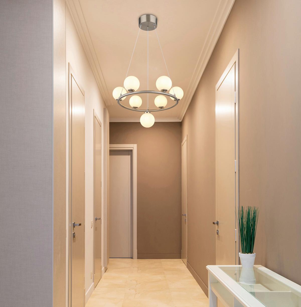 LED-Hängeleuchte 56140-5h - Schwarz/Weiß, Design, Glas/Kunststoff (60/120cm) - Globo