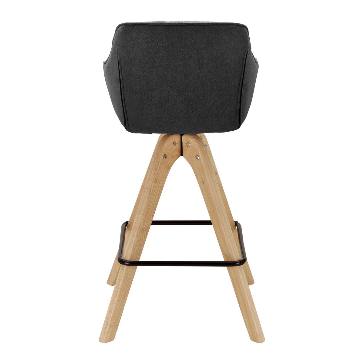 Barová stolička LONIE otočná - čierna/sivá, Modern, kov/drevo (55/106/56cm) - Bessagi Home