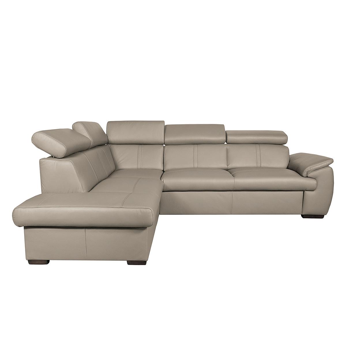 Ecksofa City Hellgrau S: 211x265 cm - Wengefarben/Hellgrau, Design, Leder (211/265cm) - Livetastic