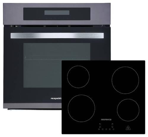 Einbauherd-Set B: 59,5 cm Elektro-Glaskeramik/ Autark - Edelstahlfarben/Schwarz, Trend, Glas/Metall (59,5/59/54,2cm) - Respekta