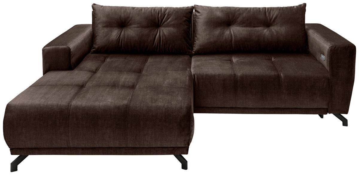 Ecksofa Restato Dunkelbraun S: 177x246 cm - Dunkelbraun/Schwarz, MODERN, Textil (177/246cm) - MID.YOU