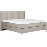 Boxspringbett mit Topper 180x200 cm Graz, Taupe - Taupe/Alufarben, MODERN, Textil (180/200cm) - MID.YOU