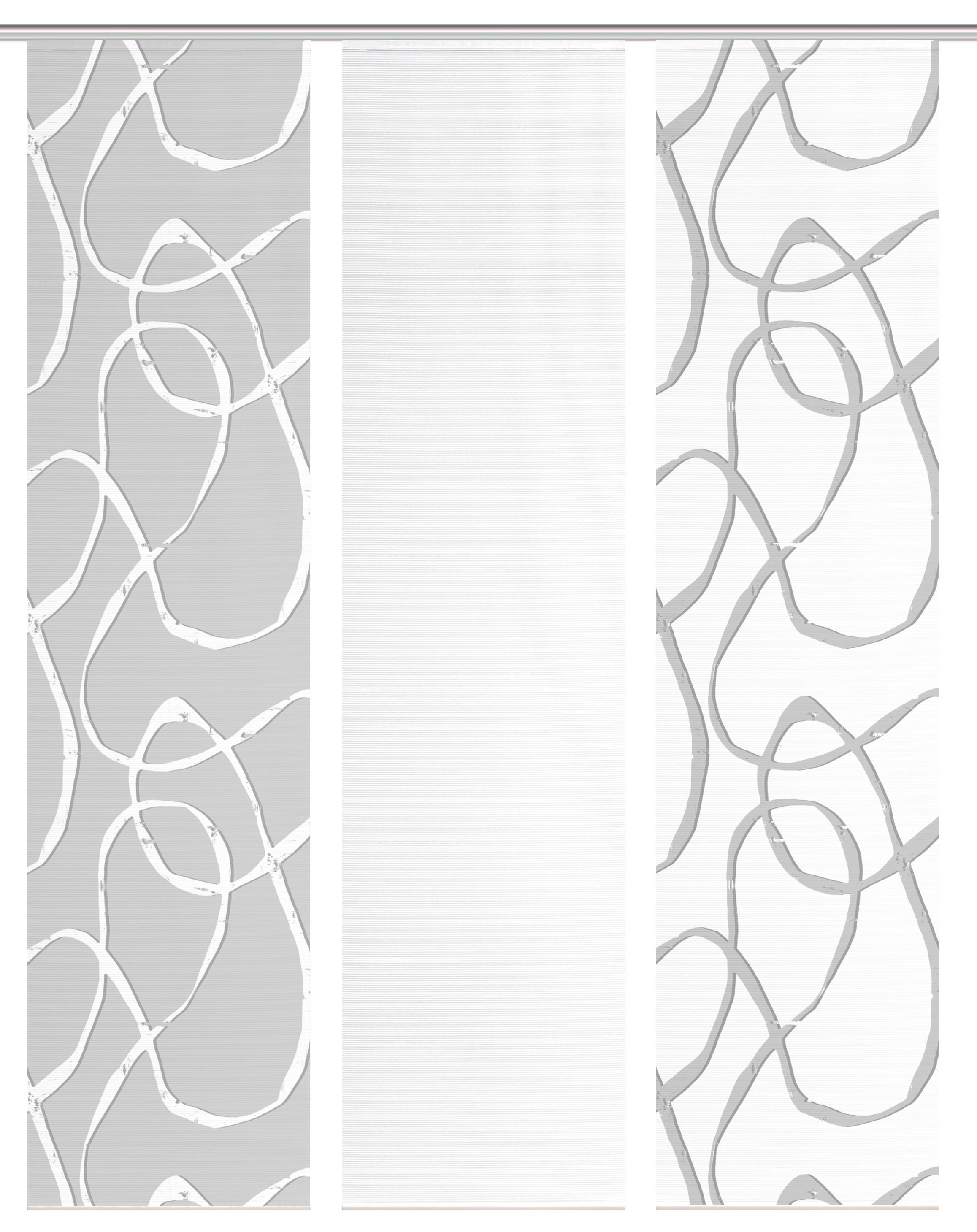 Flächenvorhang Ophelia 3er Set - Hellgrau/Weiß, KONVENTIONELL, Textil (60/260cm)