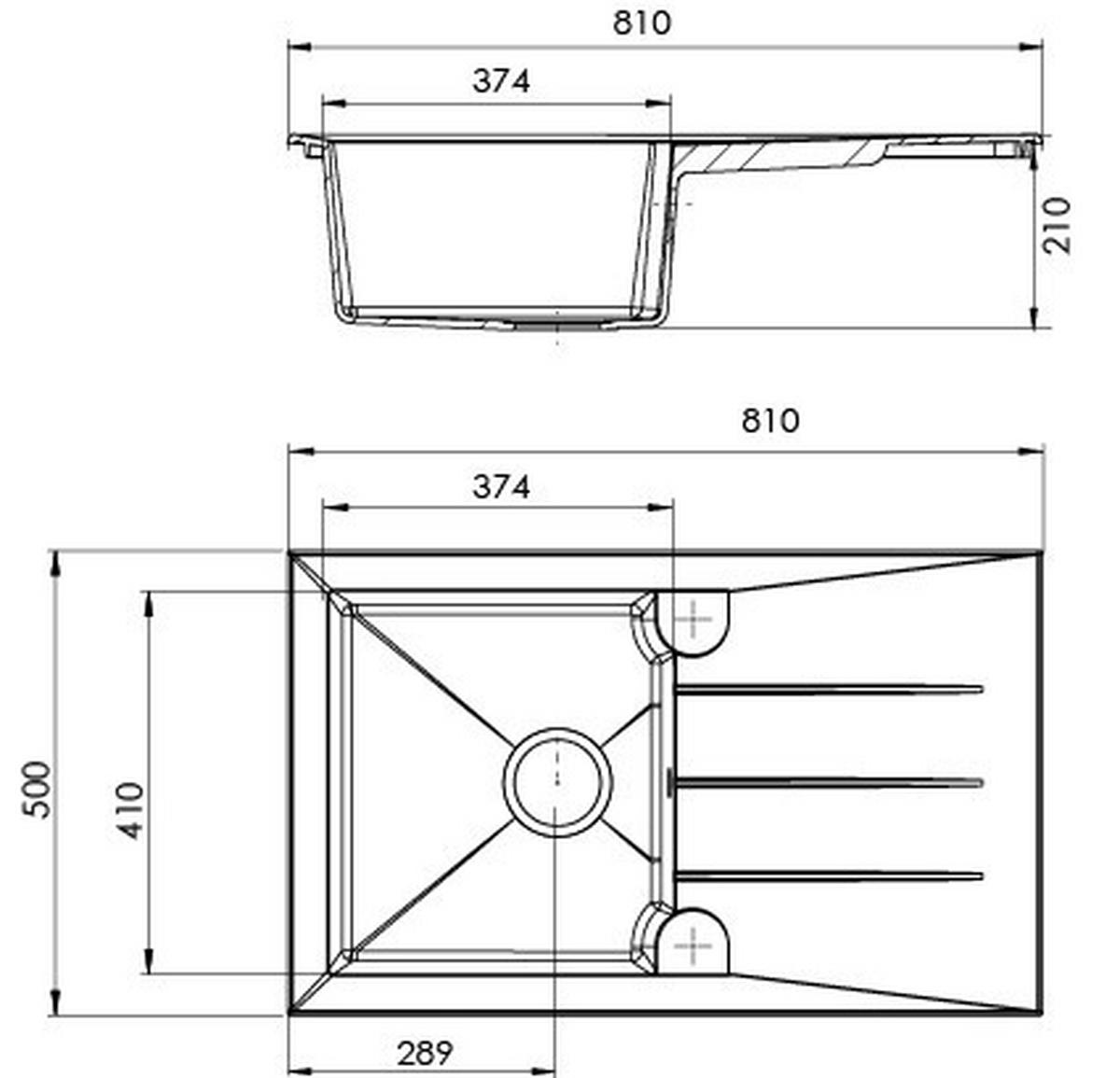Spüle Respekta Spüle Alineo 81x50 - Dunkelgrau, Trend, Stein (81/21/50cm) - Respekta