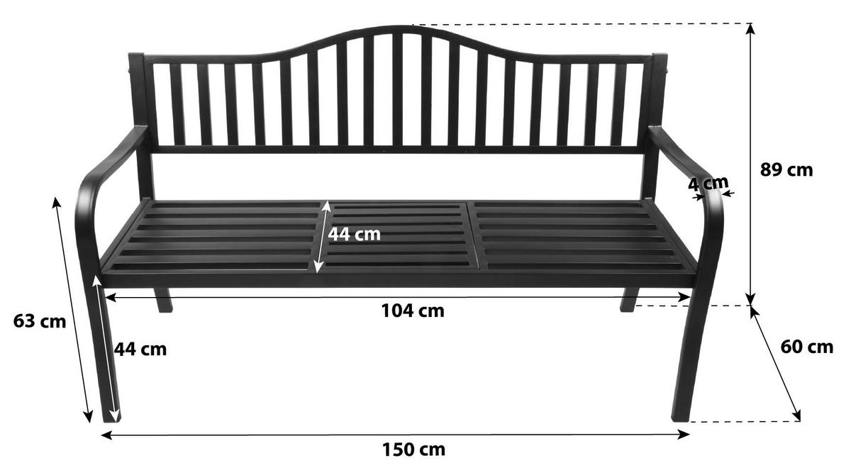 GARTENBANK SEGULA - Anthrazit, Basics, Metall (150/89/60cm) - Gardenson