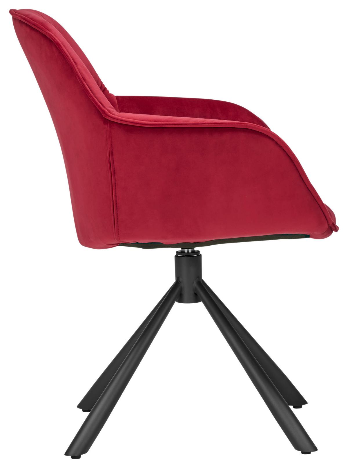 Židle s područkami Eileen, otočná, červená - černá/červená, Moderní, kov/textil (63/86/66cm) - Mömax
