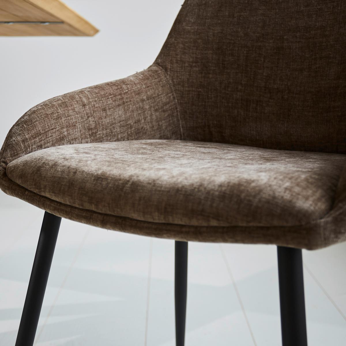 Stuhl-Set Cannes Braun/Taupe B: 52 cm - Taupe/Schwarz, MODERN, Textil/Metall (52/86/44cm) - MID.YOU