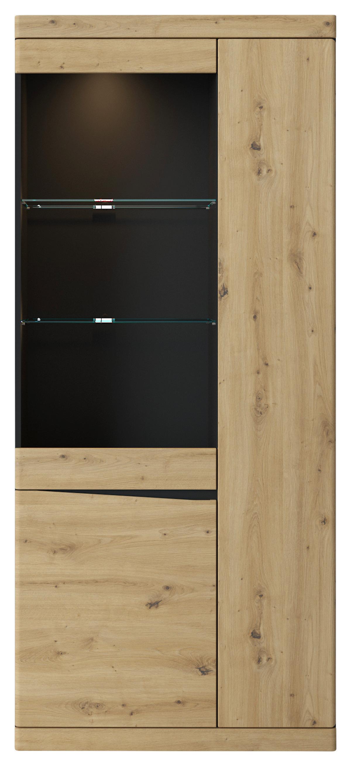 Vitrine Turino Eiche Artisan Anthrazit B: 86 cm - Eichefarben/Anthrazit, Trend, Glas/Holzwerkstoff (86/196,5/39,9cm)